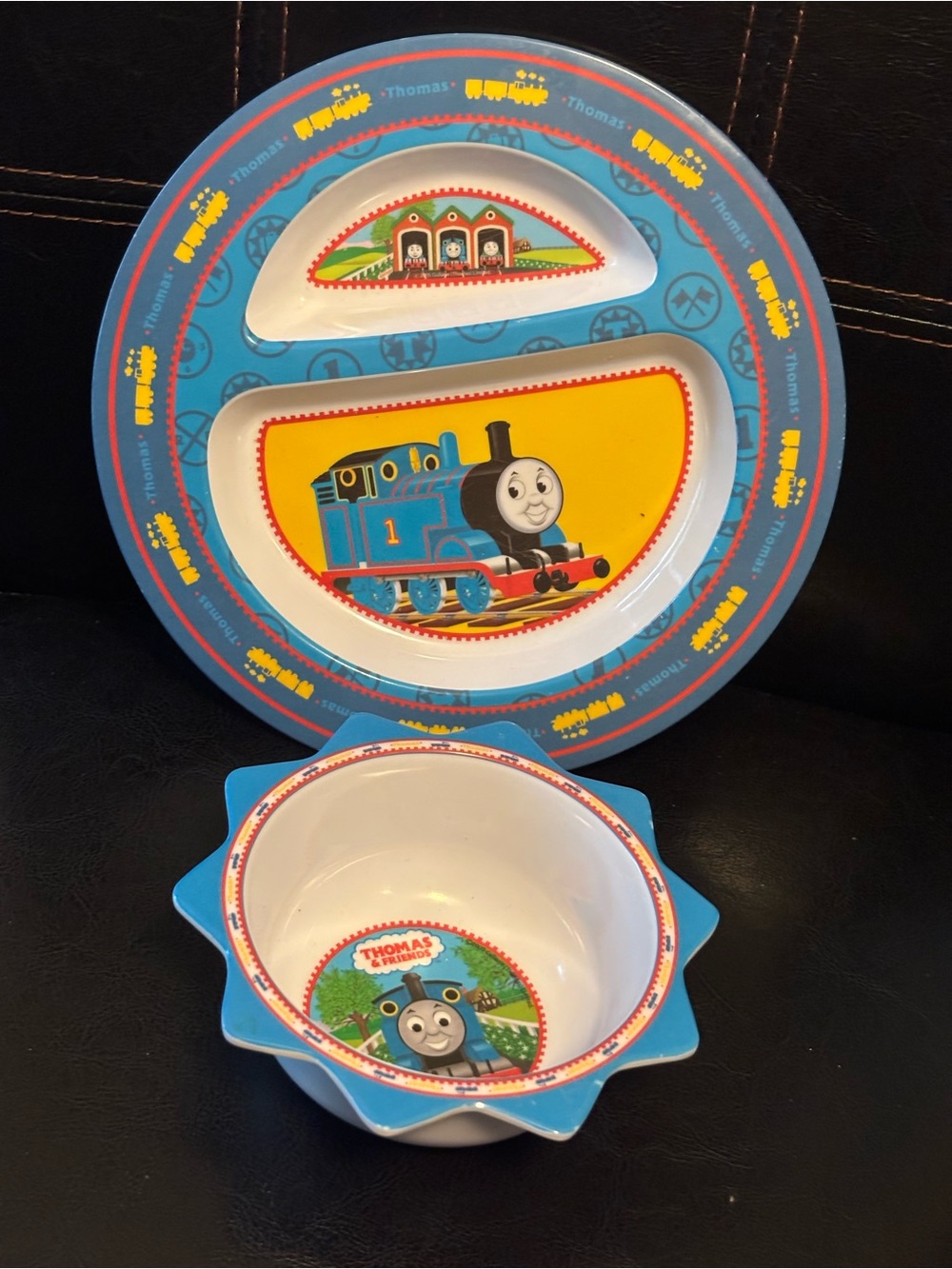 Thomas & Friends Blue and Yellow Divided Plate with Star Bowl